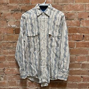 $150 Vintage 90s Wrangler Brushpopper Crazy Print Western Shirt